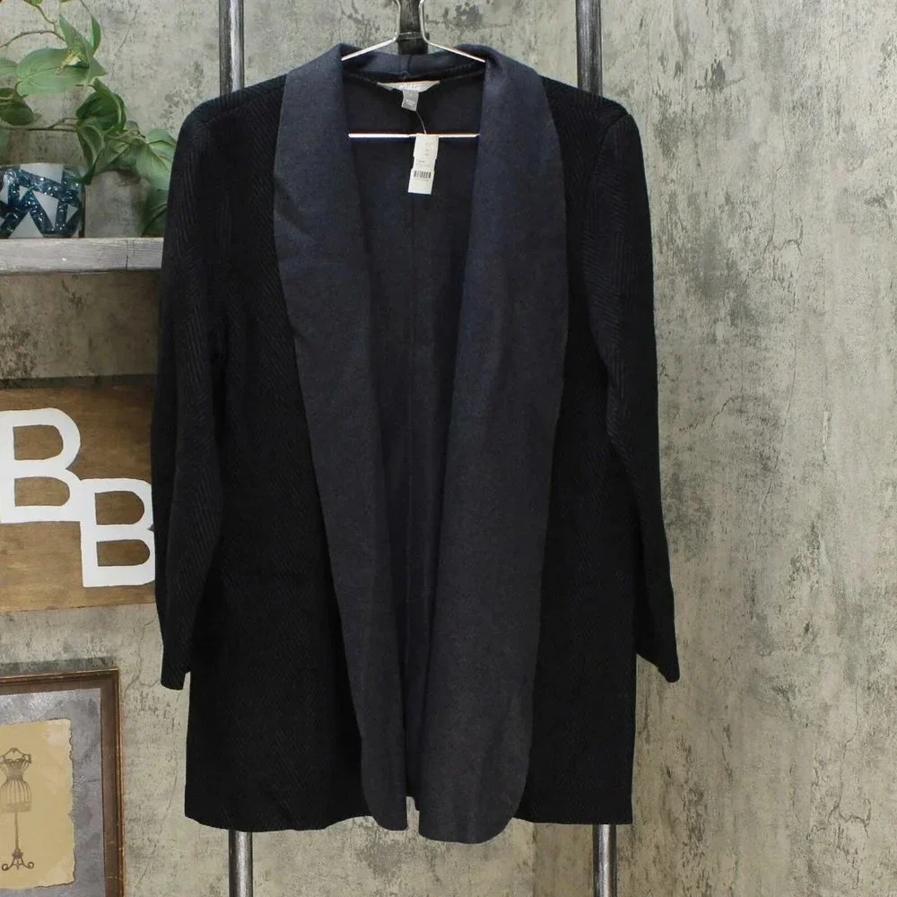 MOTTO Herringbone Cardigan Large Charcoal